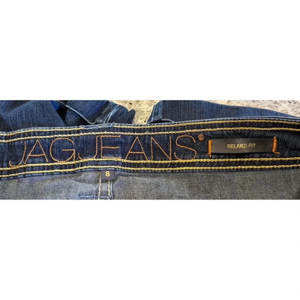 JAG Jeans Women's Relaxed Fit Dark Wash Denim Utility Cuffed Shorts Size 8 Blue